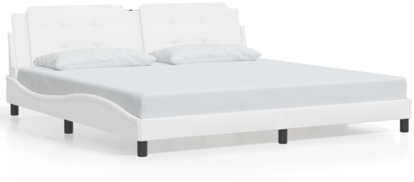 vidaXL Bettgestell ohne Matratze "Zadar" Weiß 200x200 cm Kunstleder 3208206