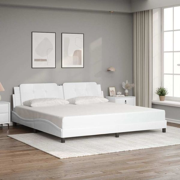 vidaXL Bettgestell ohne Matratze "Zadar" Weiß 200x200 cm Kunstleder 3208206