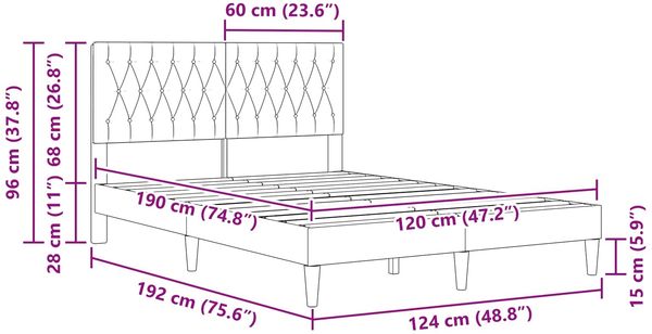 vidaXL Bettrahmen mit Kopfteil Hellgrau 120 x 190 cm Samt 42027649 Bild 9
