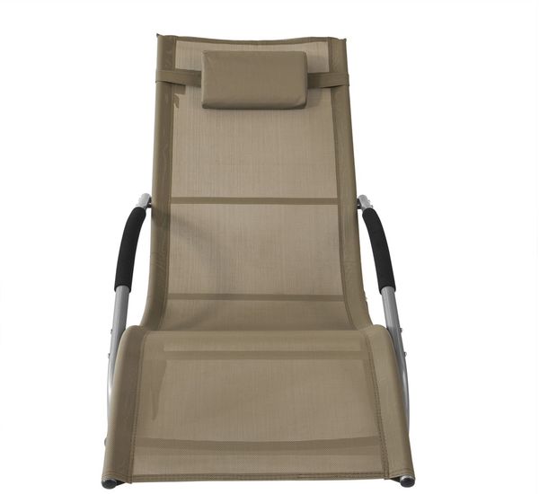 SoBuy OGS28-BR Schaukelstuhl Garten, Textilene, Lackiert, Braun, 150 x 87 x 63 cm