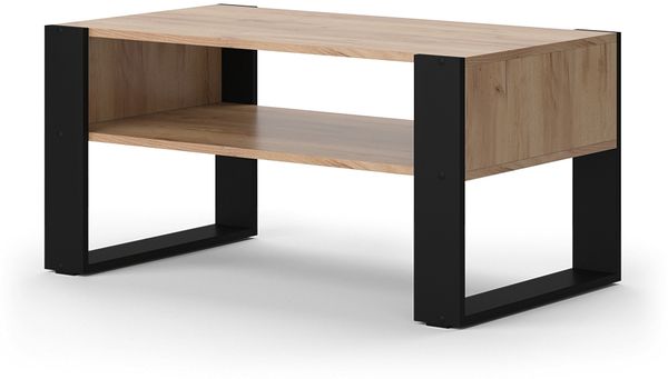 Couchtisch Olli Goldkraft Eiche 92 x 52.4 cm mit Ablage Vicco