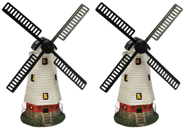 2x LED Solarleuchte, Windmühle, mehrfarbig, H 51cm