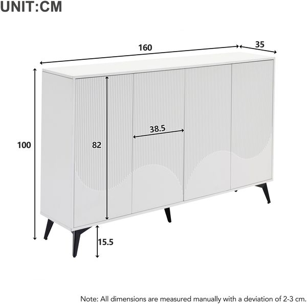 MODFU Sideboard mit großen Stauraum (Kommode, Anrichte, Wohnzimmerschrank, Eckschranke, 1 St, 4 Türen), mit verstellbaren Einlegeböden Bild 4