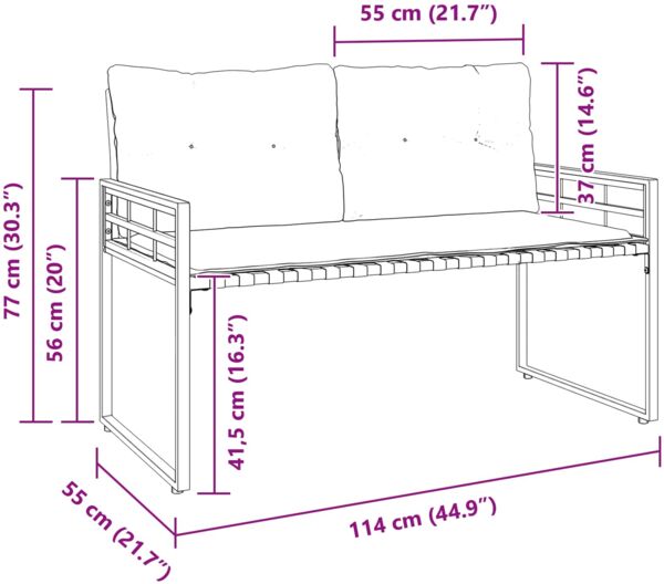 vidaXL Holz-Lagenbank mit Kissen Uni Marineblau 114 x 55 x 77 cm 42026939 Bild 9