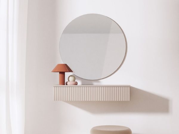 Beautysofa Konsolentisch Soft Hängend, Rillenfronten & Push-to-Open-System (mit Eine Schublade, In der trendigen Farbe Kaschmir), Breite: 80 cm