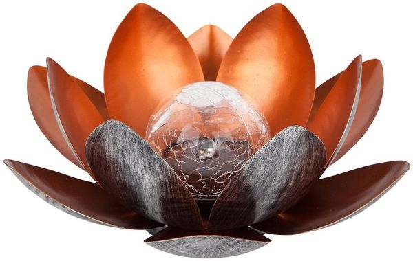 Dehner LED Solarleuchte Solarleuchte Lotus, warmweiß / kaltweiß, Ø 27.5 cm, Höhe 12 cm, Metall, Kaltweiß, Warmweiß, Kunstvolle Deko-Blüte mit Leuchteffekt