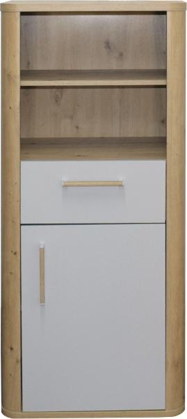 Beistellschrank >Lilly< (BxHxT: 55x128x41 cm) asteiche / kreidegrau matt lack