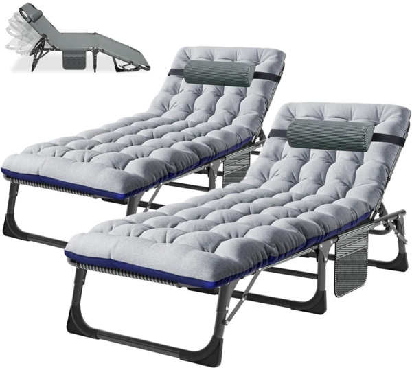 Ryuhic Sonnenliege 2er Set Klappbar Matratze 150kg Belastbar Gartenliege Strand