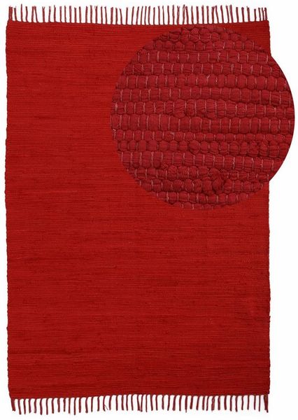 carpetfine Teppich Kelim Chindi uni, auch als Läufer, rechteckig, Höhe: 5 mm, Wendeteppich, reine Baumwolle, handgewebt, Uni-Farben, mit Fransen