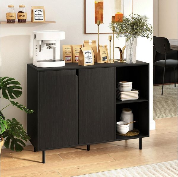 COSTWAY Sideboard, Anrichteschrank mit Fächern, verstellbare Ablagen, 106x38x80cm