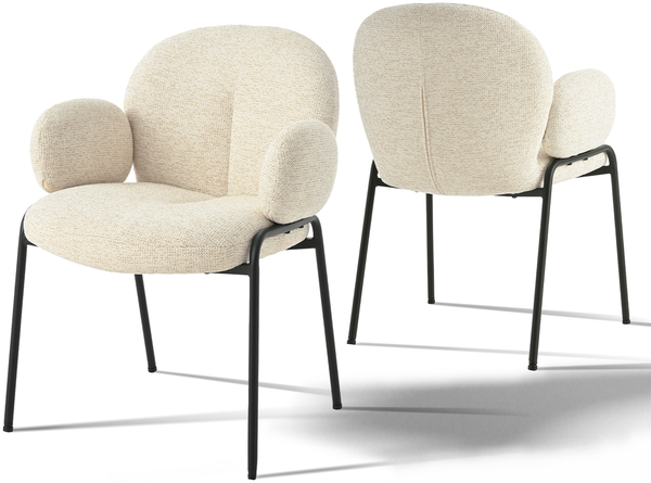 GOEURVANT 1235 Esszimmerstühle 2er-Set, Polsterstühle, Webstoff - Beige