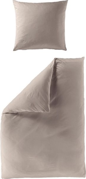 BIERBAUM 'Elegant uni' Bettwäsche, 2 teilig, Mako-Satin taupe, 135 x 200 cm / 80 x 80 cm