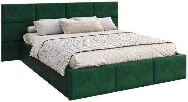FDM Polsterbett DORIS Bettgestell 90x200, 120x200, 140x200, 160x200, 180x200 (verfügbar 90x200 120x200 140x200 160x200 180x200cm, Bettrahmen, Bett, mit großen gepolsterten Kopfteil, mit Bettkasten zum aufklappen), Hebbarer Metallrahmen, Bettkasten, ohn...