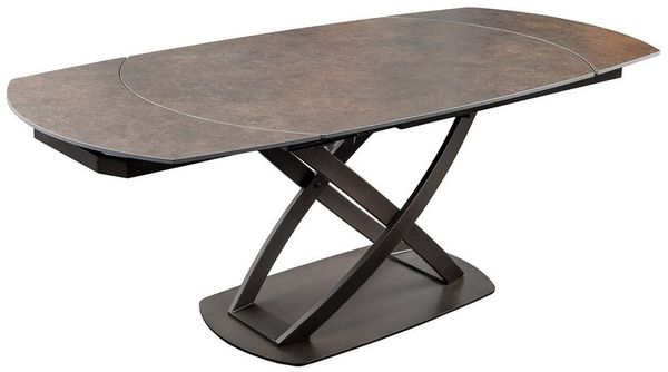 riess-ambiente Esstisch INCEPTION 130-190cm dunkelbraun – oval, Keramik, Rost-Design, Metall (Einzelartikel, 1-St), ausziehbare Platte für 6–8 Personen – ideal für Esszimmer oder Küche