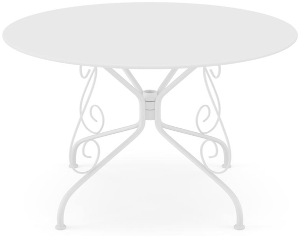 Vente-unique - Gartentisch - D. 120 cm - Metall in Eisenoptik - Weiß - GUERMANTES von MYLIA