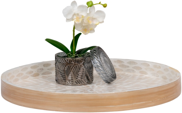 Tablett, Bambus/Capiz, beige, 40 x 40 x 3,5 cm Bild 2