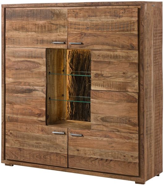 Highboard BARK Akazie massiv dula inkl. LED Wolf Möbel