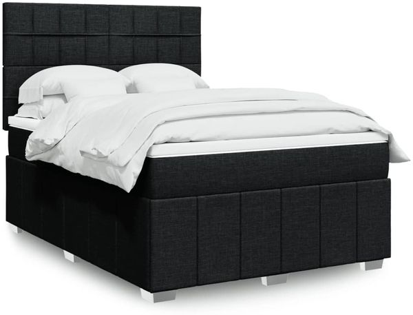 vidaXL Boxspringbett mit Matratze Schwarz 160x200 cm Stoff 3291721