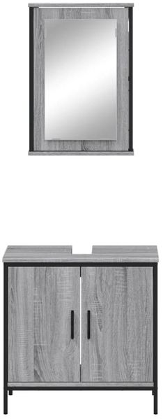 vidaXL 2-tlg. Badmöbel-Set Grau Sonoma Holzwerkstoff 3214783 Bild 6