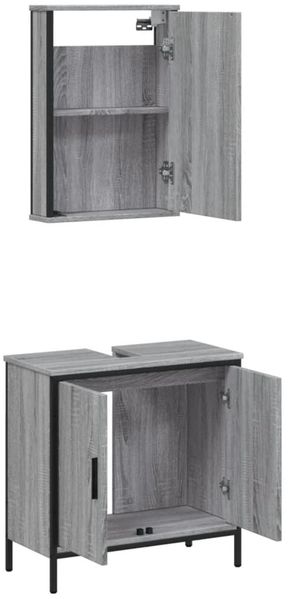 vidaXL 2-tlg. Badmöbel-Set Grau Sonoma Holzwerkstoff 3214783 Bild 5