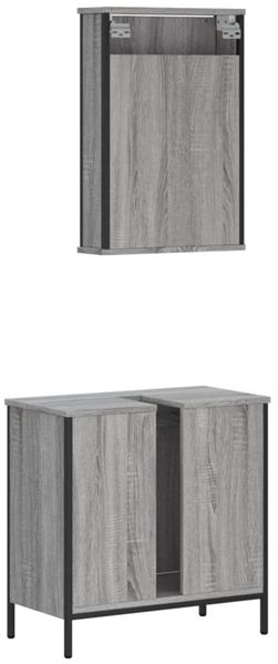 vidaXL 2-tlg. Badmöbel-Set Grau Sonoma Holzwerkstoff 3214783 Bild 8