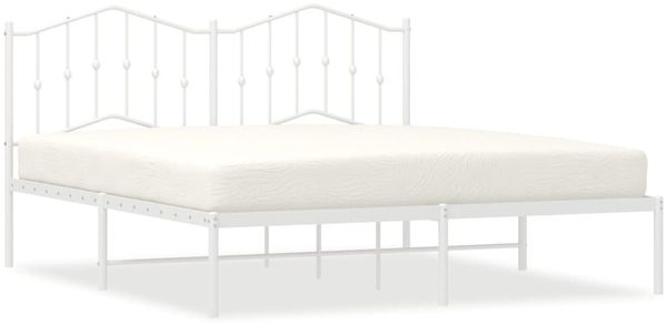 Doppelbett, Bettgestell Modernen mit Kopfteil Metall Weiß 180x200 cm d784e