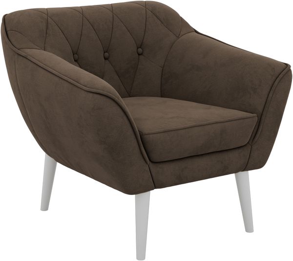 Polstersessel PIRS 1 skandinavischer Design 1-Sitzer, Sessel mit Wellenfederung, weiße Füße, Einzelsessel, Hoher Sitzkomfort - Braun Velvet Bild 8