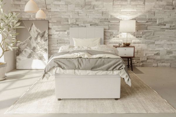 99rooms Kira Mini Boxspringbett Cordstoff POSO Greige 120x200 cm