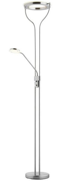 casa NOVA LED Deckenfluter SEATTLE, 2-flammig, H 180 cm, Nickelfarben, Dimmfunktion, Lesearm, LED fest integriert, Extra-Warmweiß, Metall, Ø 30 x H 180 cm