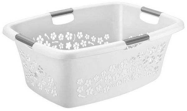 Rotho Wäschekorb Flowers 50 L mistletoe white