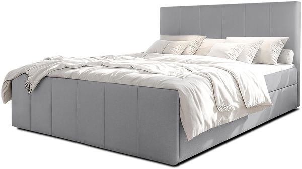 AX LIVING Levente Boxbett mit Bettkasten 160x200 graues Boxspringbett Bild 2