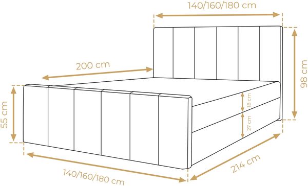 AX LIVING Levente Boxbett mit Bettkasten 160x200 graues Boxspringbett Bild 4