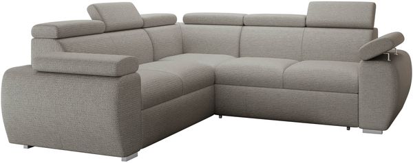 Ecksofa Boston Maxi mit Schlaffunktion, Bettkasten, Einstellbare Kopfstützen (Farbe: Aragon 80)