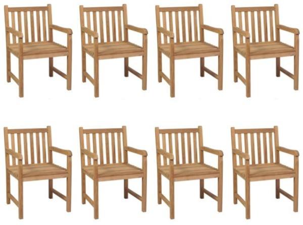 vidaXL Gartenstühle 8 Stk. mit Blauen Kissen Massivholz Teak 3073083