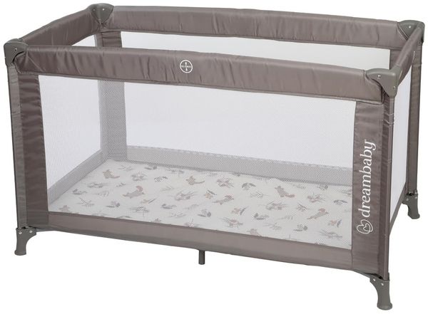 Dreambaby Quest Reisebett in voller Größe, für Kinderbett, leicht, von Geburt bis 15 kg, einfach zu Falten und kompakt, Reisetasche, 120x60 cm, dick gepolsterte Matratze, Taupe