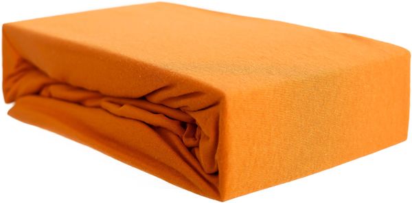 Jersey Spannbettlaken, 100% Baumwolle, 90-100x200 cm + 25 cm Rundumgummizug Orange
