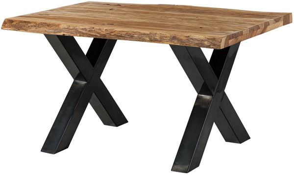 Baumtisch Sheesham 160x90x77 natur sandgestrahlt / X-Beine anthrazit glänzend FREEFORM 5