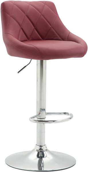 Barhocker FALON - Kunstleder Bordeauxrot 46x49x83 cm Silber | Barstuhl Mit Lehne Drehbar Tresenhocker Tresenstuhl Kneipenhocker Kneipenstuhl
