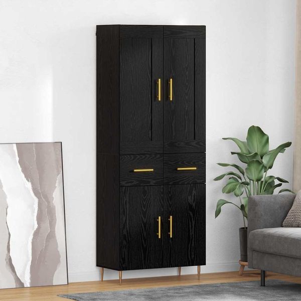 vidaXL Highboard Schwarz Eichen-Optik 69,5 x 34 x 180 cm Holzwerkstoff 3416086