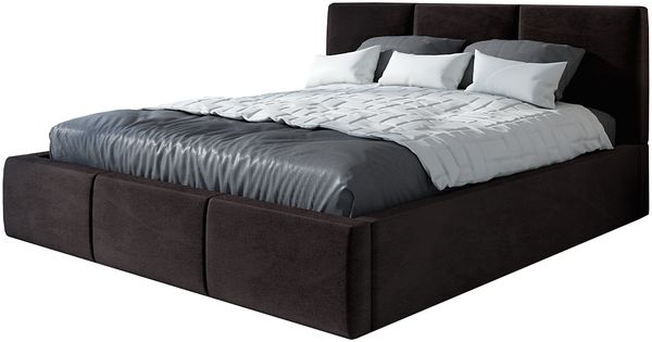 Polsterbett VEROM 180x200 mit Matratze, Bettkasten und Lattenrost. Farbe: Espresso 6