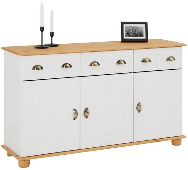 IDIMEX Apothekerkommode Kommode Anrichte Apothekenschrank Sideboard Colmar, Kiefer massiv, in weiß/braun