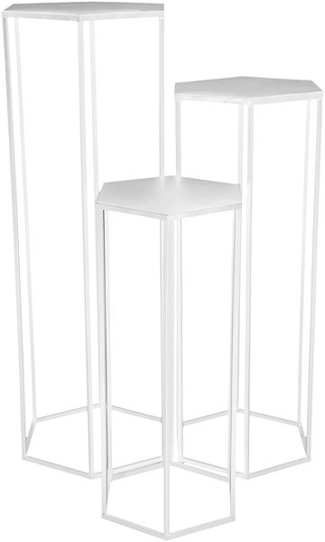 HOME DECO FACTORY Gigogne X3 Metall Weiß Tisch Konsole Sellette Möbel Eingangsbereich, 60 x 30 x 26 cm