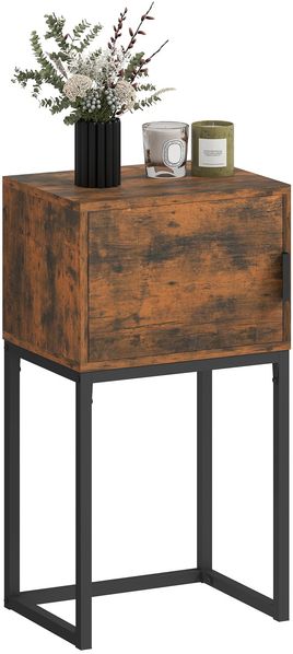 HOMCOM Konsolentisch Flurtisch mit Schrank, Beistelltisch im Modern-Design mit Stahlrahmen, Ausstellungstisch für Flur Wohnzimmer, 40 x 30 x 76 cm, Rustikal-Braun
