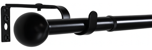 Deco-Raum® Deco-Raum Gardinenstange ausziehbar Flexa Schwarz-matt Endstück Kugel 16/19mm | Länge: 160-300cm | Material: Metall | Farbe: Schwarz-matt