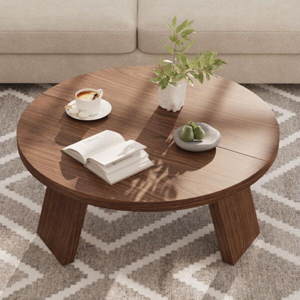 GarveeMore Couchtisch Runder Couchtisch mit geneigten Beinen Kreis Mitteltisch