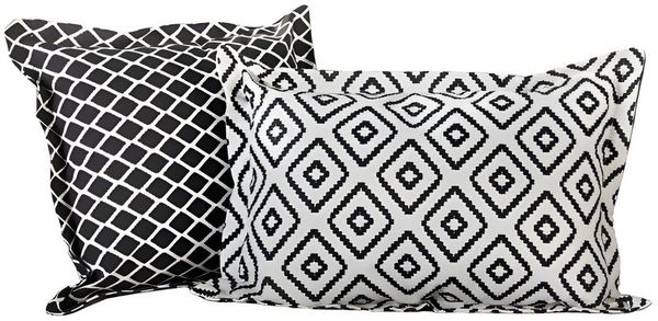 Dekoleidenschaft Kissenbezug "Black & White" schwarz / weiß 60x40 cm, Stehsaum, Outdoor Kissenhülle, (1 Stück), Dekokissenbezug, wasserabweisend & UV beständig für Balkon & Garten