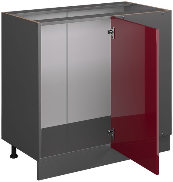 Eckunterschrank R-Line Rot Hochglanz 86 cm ohne Arbeitsplatte Vicco Bild 4