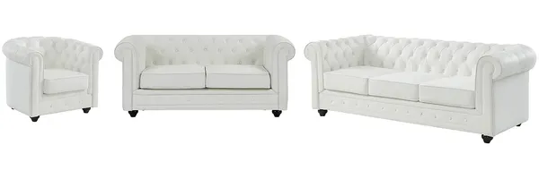 Vente-unique - CHESTERFIELD Couchgarnitur mit Sessel Kunstleder Weiß - B 78 cm88 cm x H 72 cm x L 168 cm82 cm205 cm