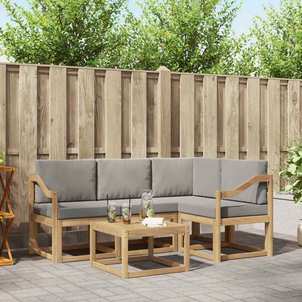 vidaXL Outdoor-Sofagarnitur 5 pcs Weiß und Hellgrau 59 x 59 x 37 cm 3387610