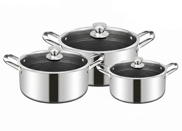 Kochtopf Kasserolle Topf Set 6-tlg Edelstahl Induktion Cheffinger CF-PNCS01